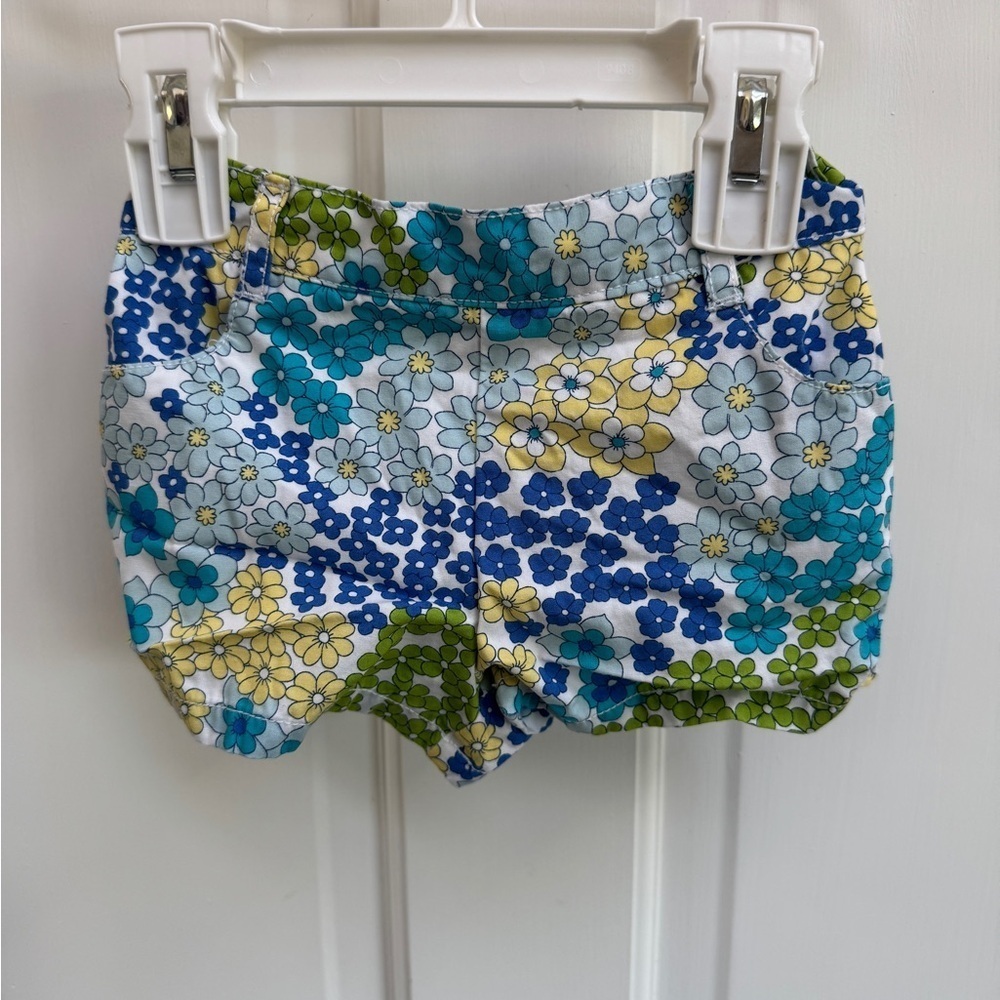 NWOT Gymboree 18-24M Girls Blue and Green Floral Formal Shorts with Pockets - Picture 1 of 5